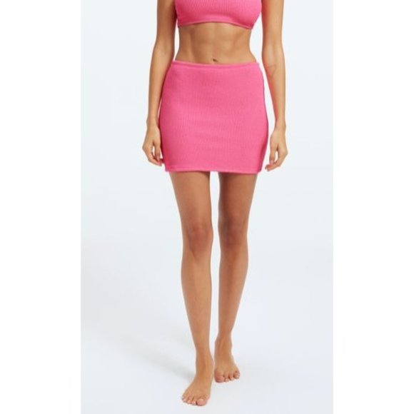NWOT Good American Always Fits Mini Skirt in Bright Pink Size 3/4 - Picture 2 of 4